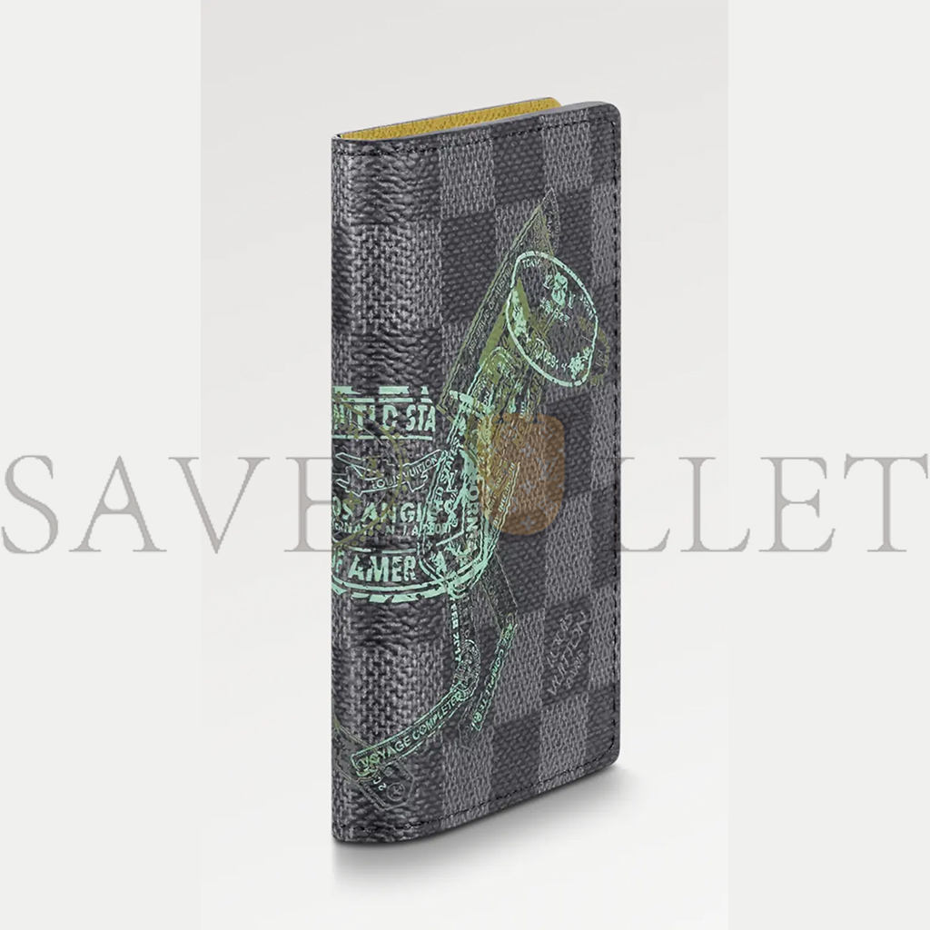 LOUIS VUITTON MASTER STAMPS ANIMAL DAMIER GRAPHITE BLACK GREY POCKET ORGANIZER WALLET N64604 (11*8cm)